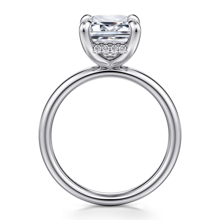 Peace - 14K White Gold Emerald Cut Diamond Engagement Ring - 0.1 ct - Shot 2