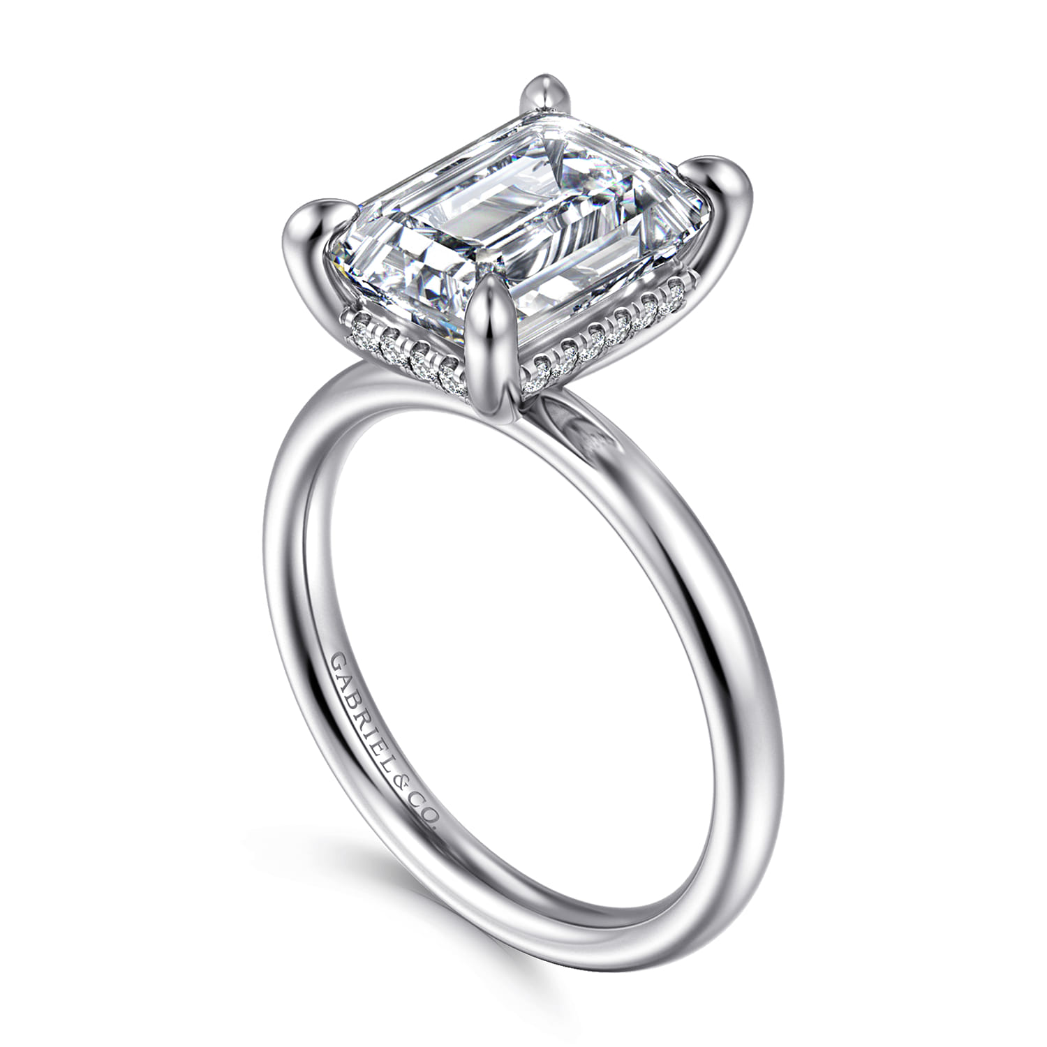 Peace - 14K White Gold Emerald Cut Diamond Engagement Ring - 0.1 ct - Shot 3