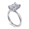 Peace - 14K White Gold Emerald Cut Diamond Engagement Ring - 0.1 ct