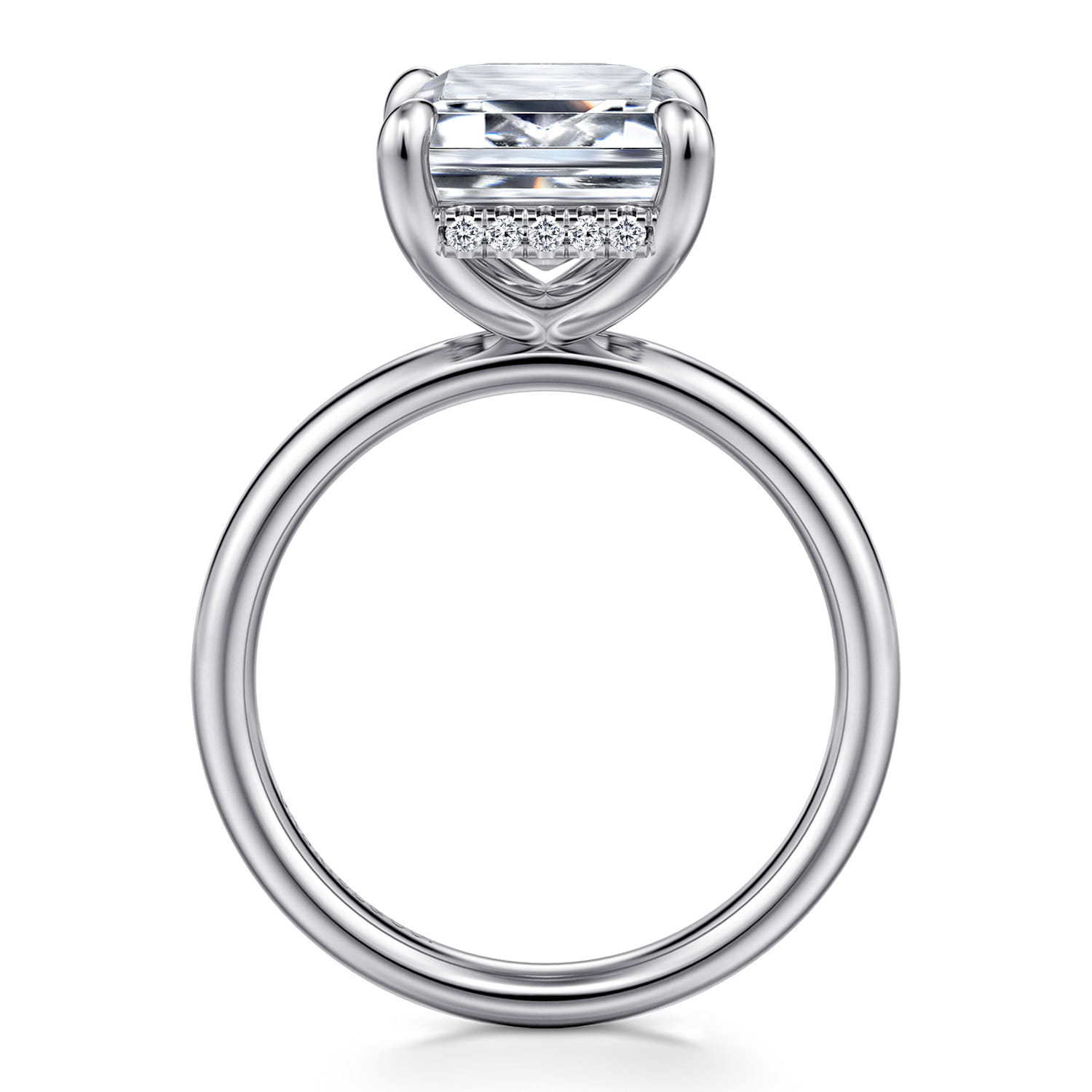 Peace - 14K White Gold Emerald Cut Diamond Engagement Ring - 0.12 ct - Shot 2