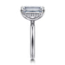 Peace - 14K White Gold Emerald Cut Diamond Engagement Ring - 0.12 ct