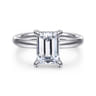 Peace - 14K White Gold Emerald Cut Diamond Engagement Ring - 0.07 ct