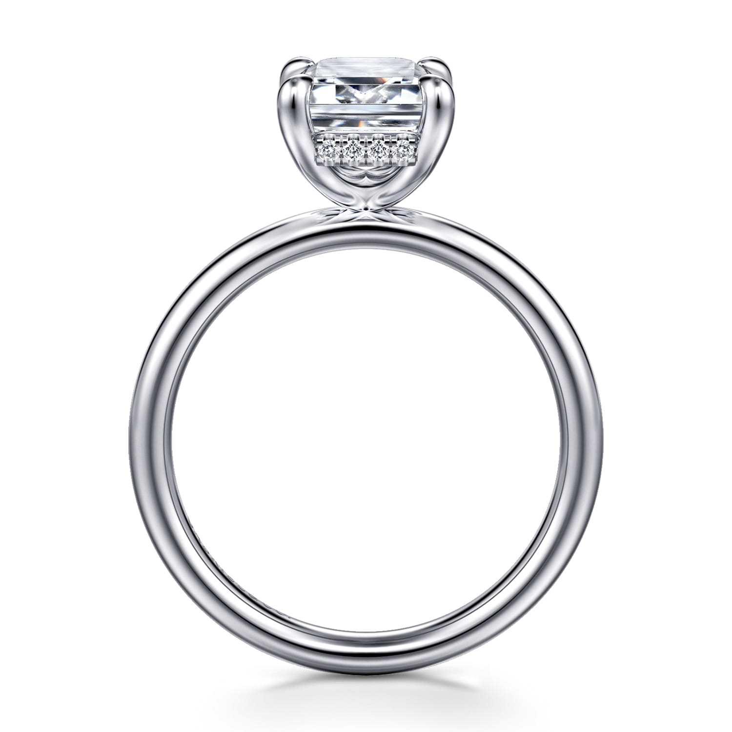 Peace - 14K White Gold Emerald Cut Diamond Engagement Ring - 0.07 ct - Shot 2