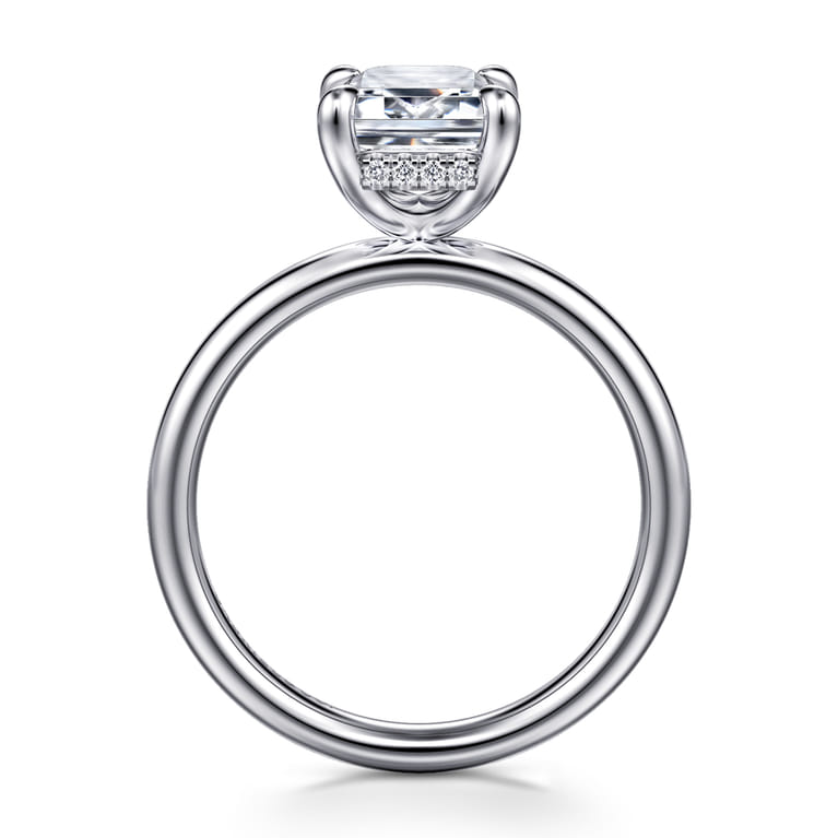 Peace - 14K White Gold Emerald Cut Diamond Engagement Ring - 0.07 ct - Shot 2