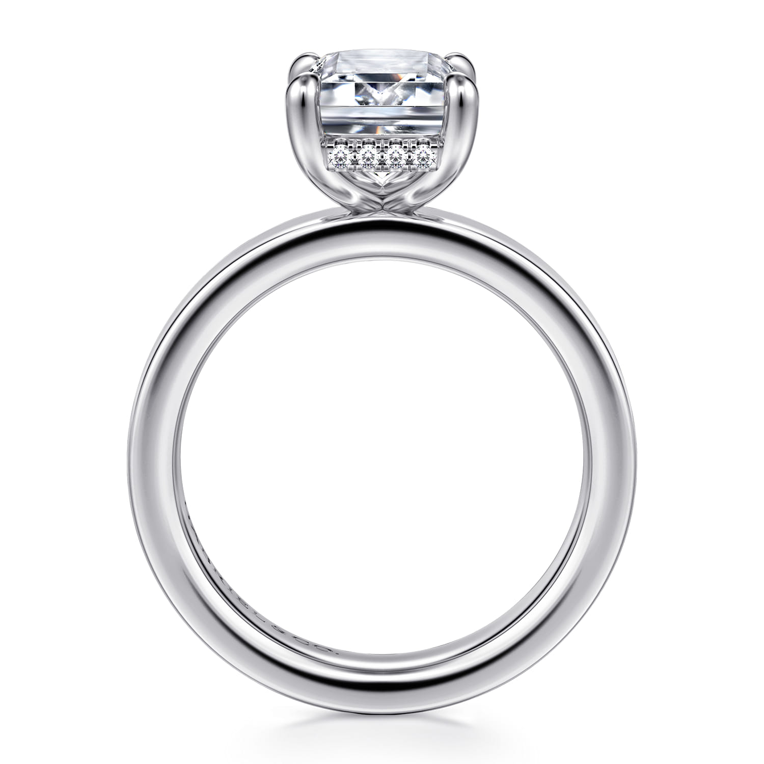Argentina - 14K White Gold Emerald Cut Solitaire Diamond Engagement Ring - 0.08 ct - Shot 2