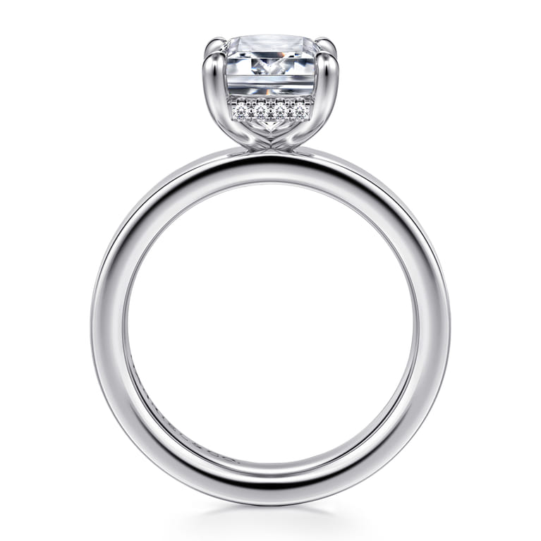 Argentina - 14K White Gold Emerald Cut Solitaire Diamond Engagement Ring - 0.08 ct - Shot 2