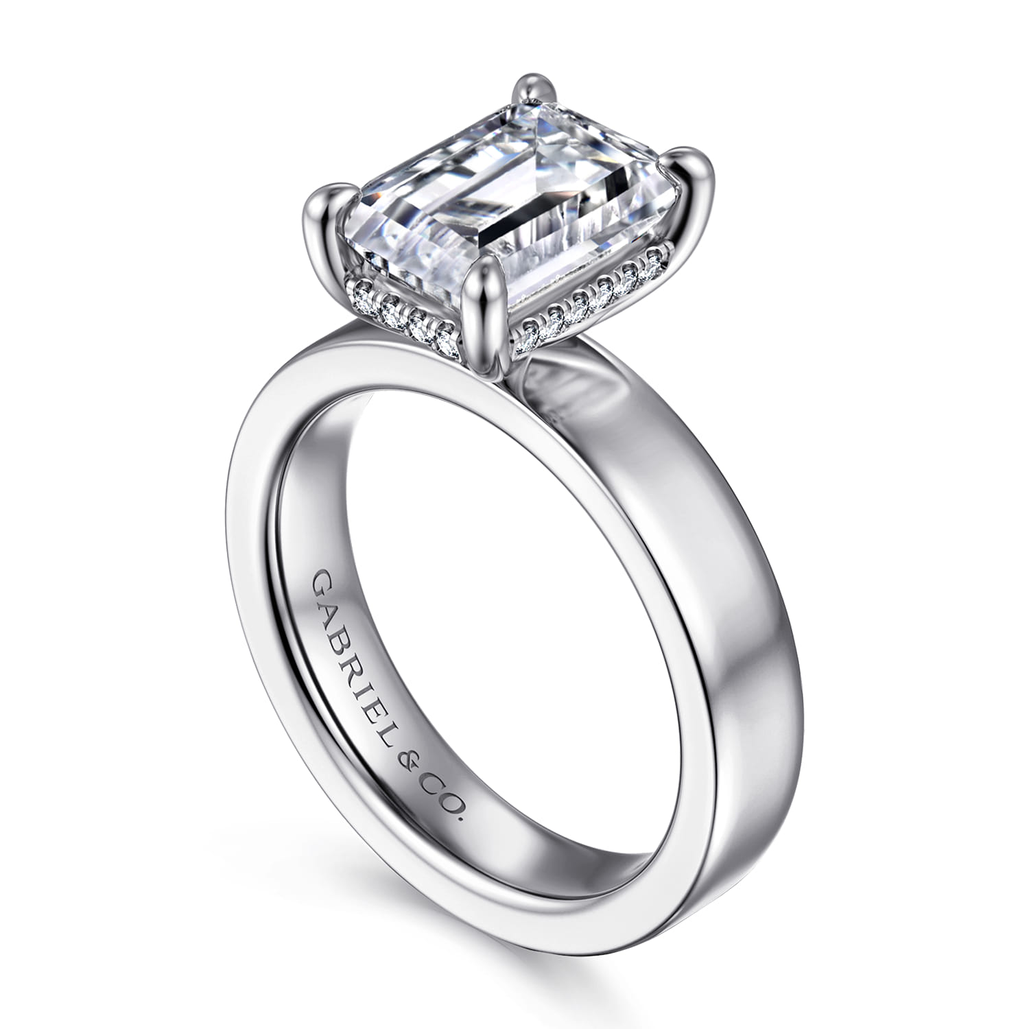 Argentina - 14K White Gold Emerald Cut Solitaire Diamond Engagement Ring - 0.08 ct - Shot 3