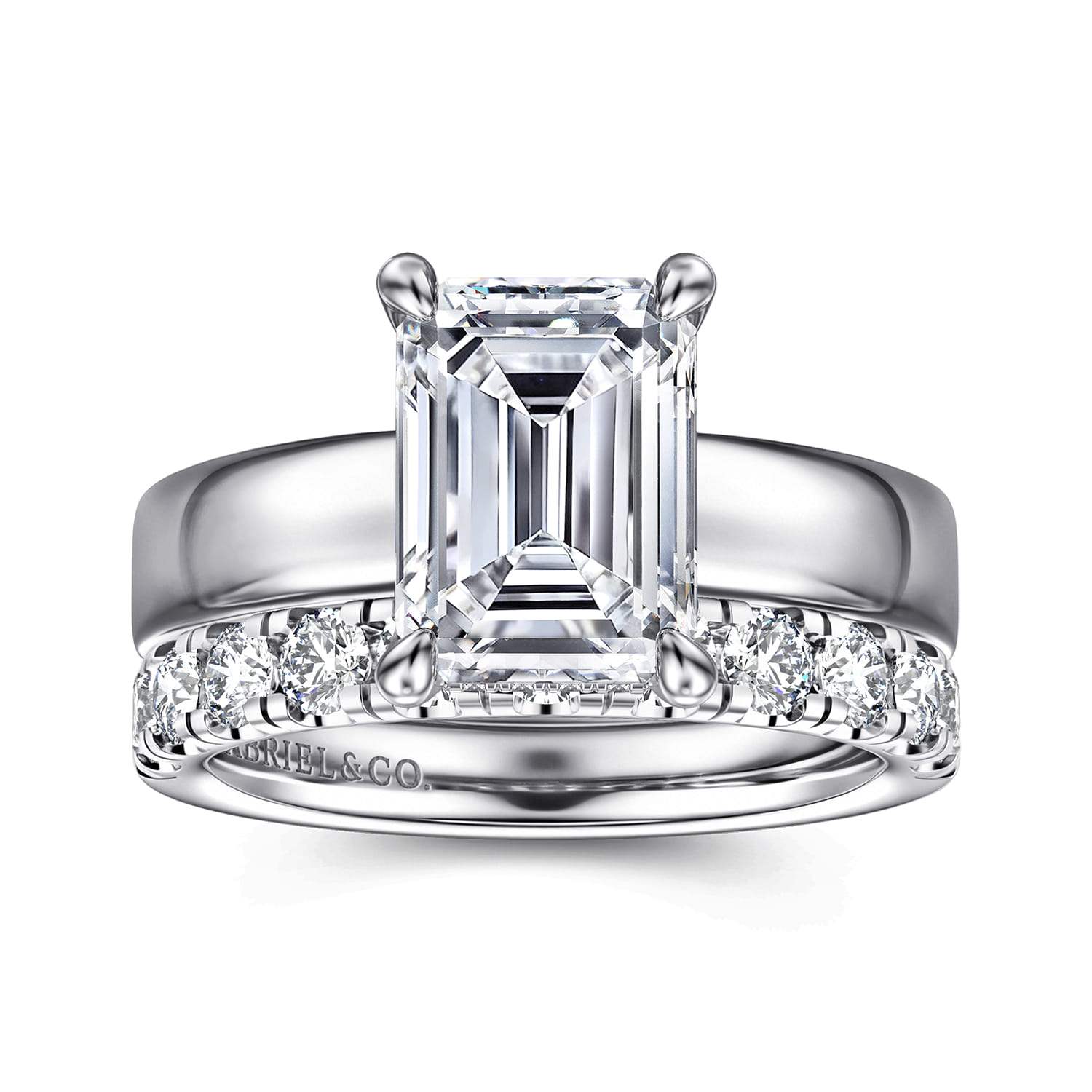 Argentina - 14K White Gold Emerald Cut Solitaire Diamond Engagement Ring - 0.08 ct - Shot 4