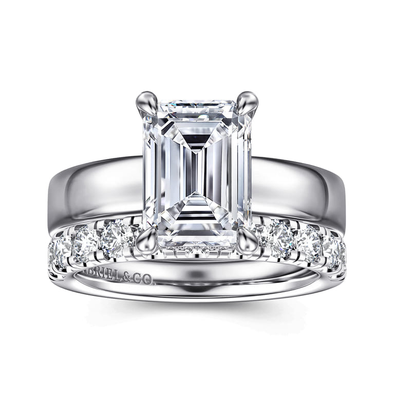 Argentina - 14K White Gold Emerald Cut Solitaire Diamond Engagement Ring - 0.08 ct - Shot 4