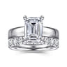 Argentina - 14K White Gold Emerald Cut Solitaire Diamond Engagement Ring - 0.08 ct