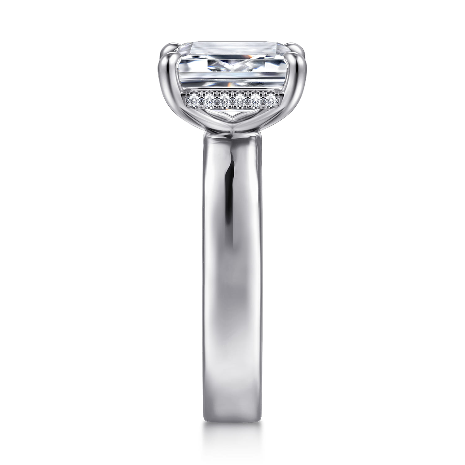 Argentina - 14K White Gold Emerald Cut Solitaire Diamond Engagement Ring - 0.08 ct - Shot 5