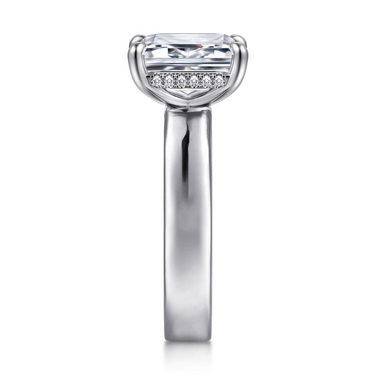 Argentina - 14K White Gold Emerald Cut Solitaire Diamond Engagement Ring - 0.08 ct - Shot 5