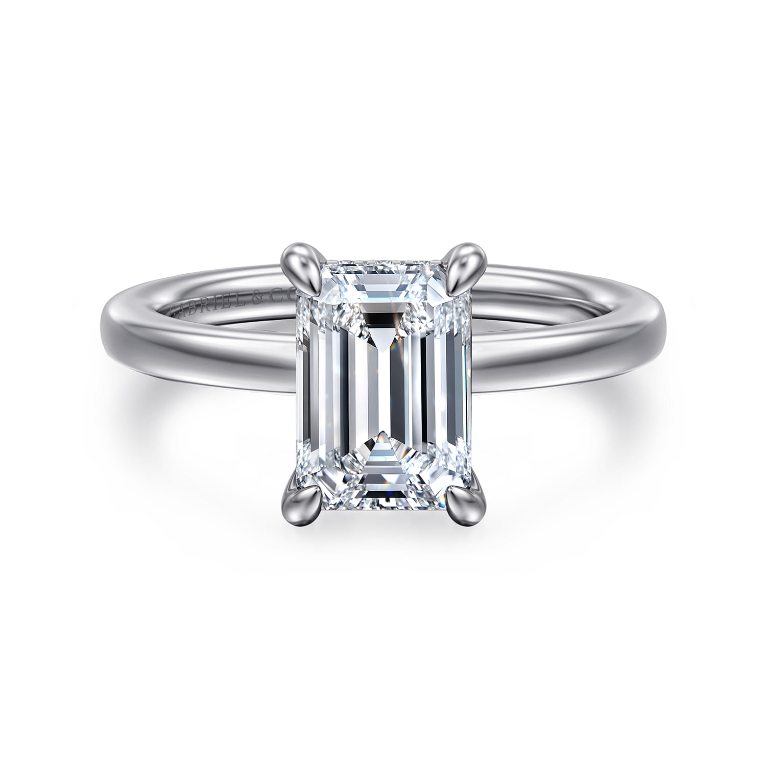 Austria - 14K White Gold Emerald Cut Diamond Engagement Ring - 0.08 ct - Shot 1