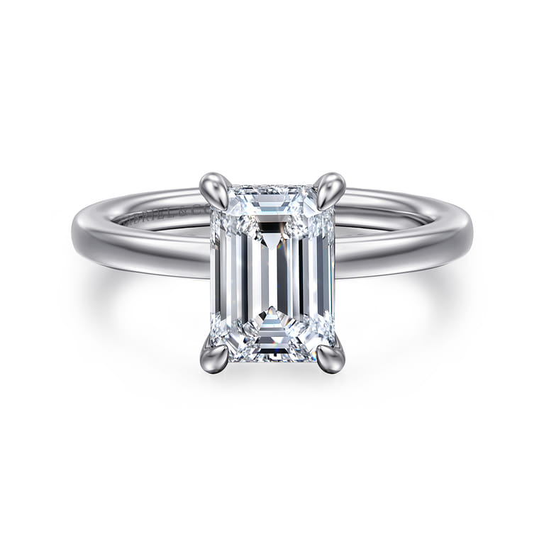 Austria - 14K White Gold Emerald Cut Diamond Engagement Ring - 0.08 ct - Shot 1