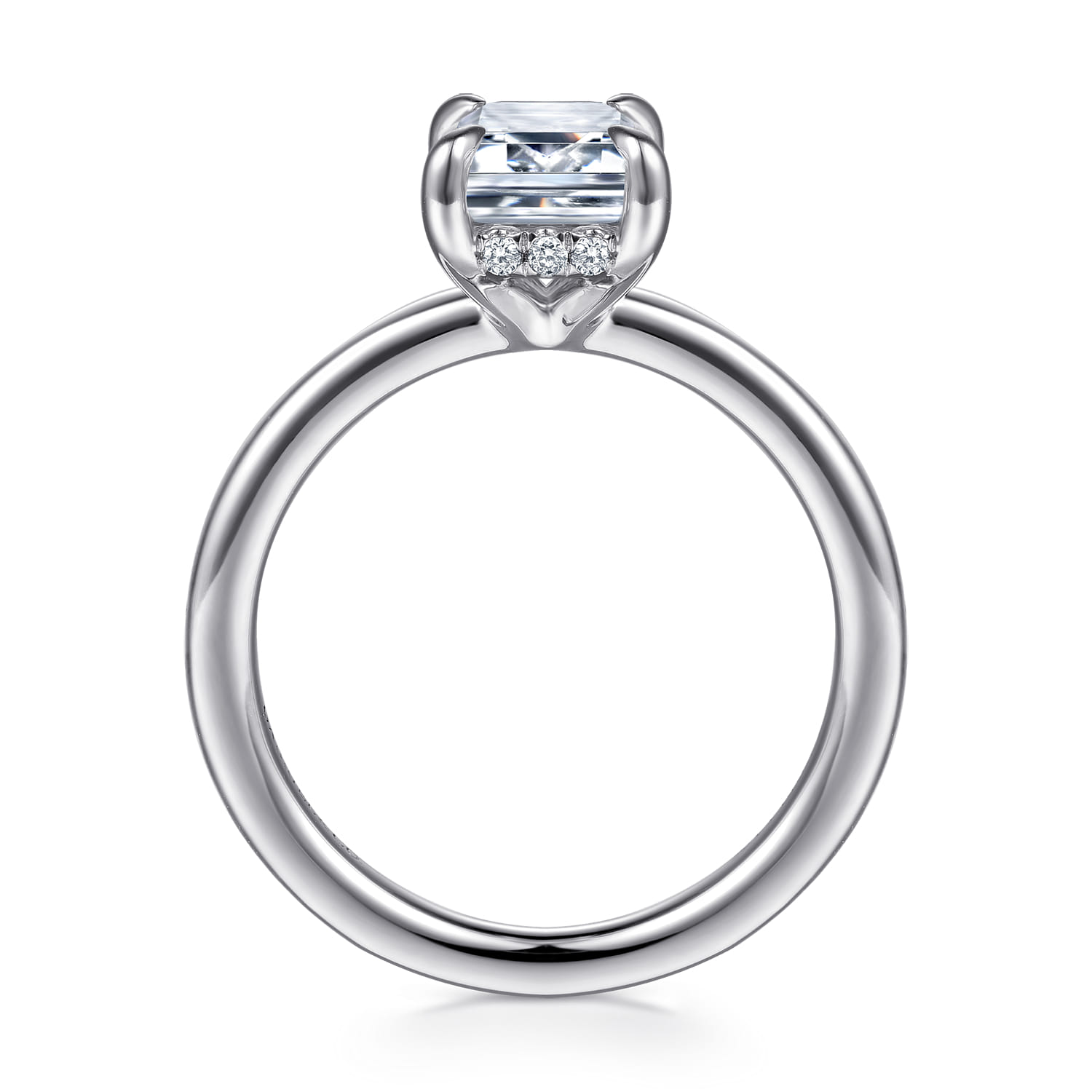 Austria - 14K White Gold Emerald Cut Diamond Engagement Ring - 0.08 ct - Shot 2