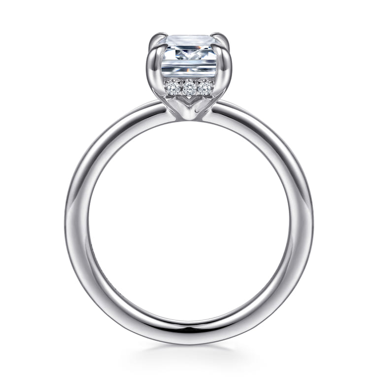 Austria - 14K White Gold Emerald Cut Diamond Engagement Ring - 0.08 ct - Shot 2