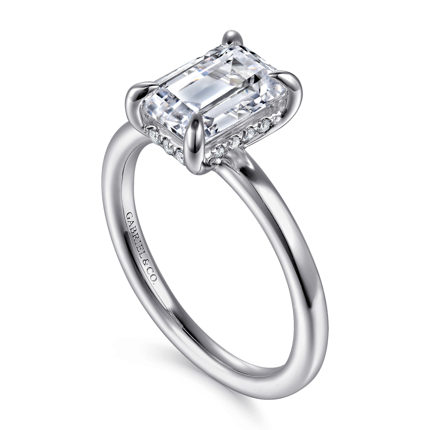 Austria - 14K White Gold Emerald Cut Diamond Engagement Ring - 0.08 ct - Shot 3