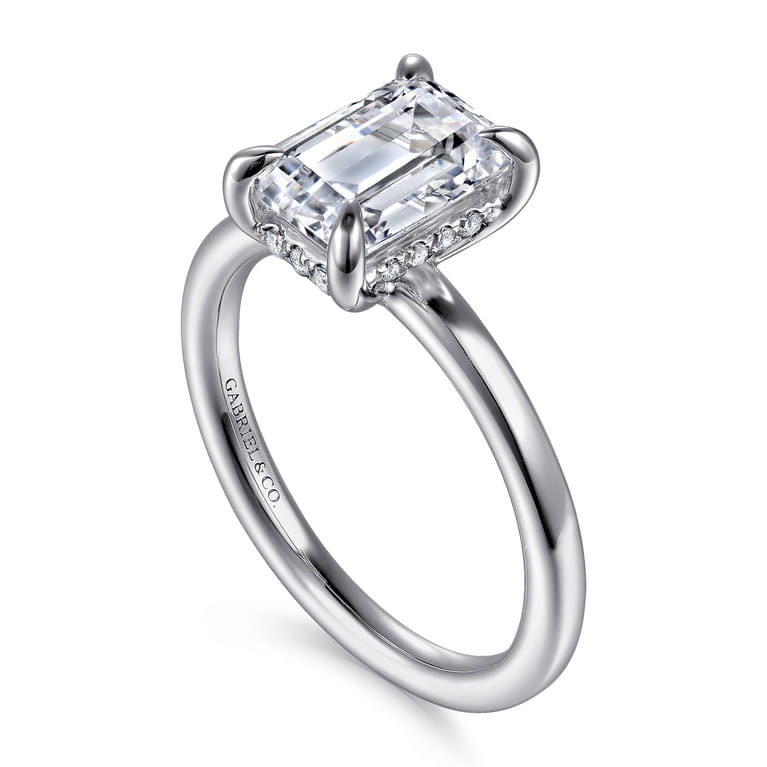 Austria - 14K White Gold Emerald Cut Diamond Engagement Ring - 0.08 ct - Shot 3