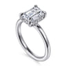 Austria - 14K White Gold Emerald Cut Diamond Engagement Ring - 0.08 ct