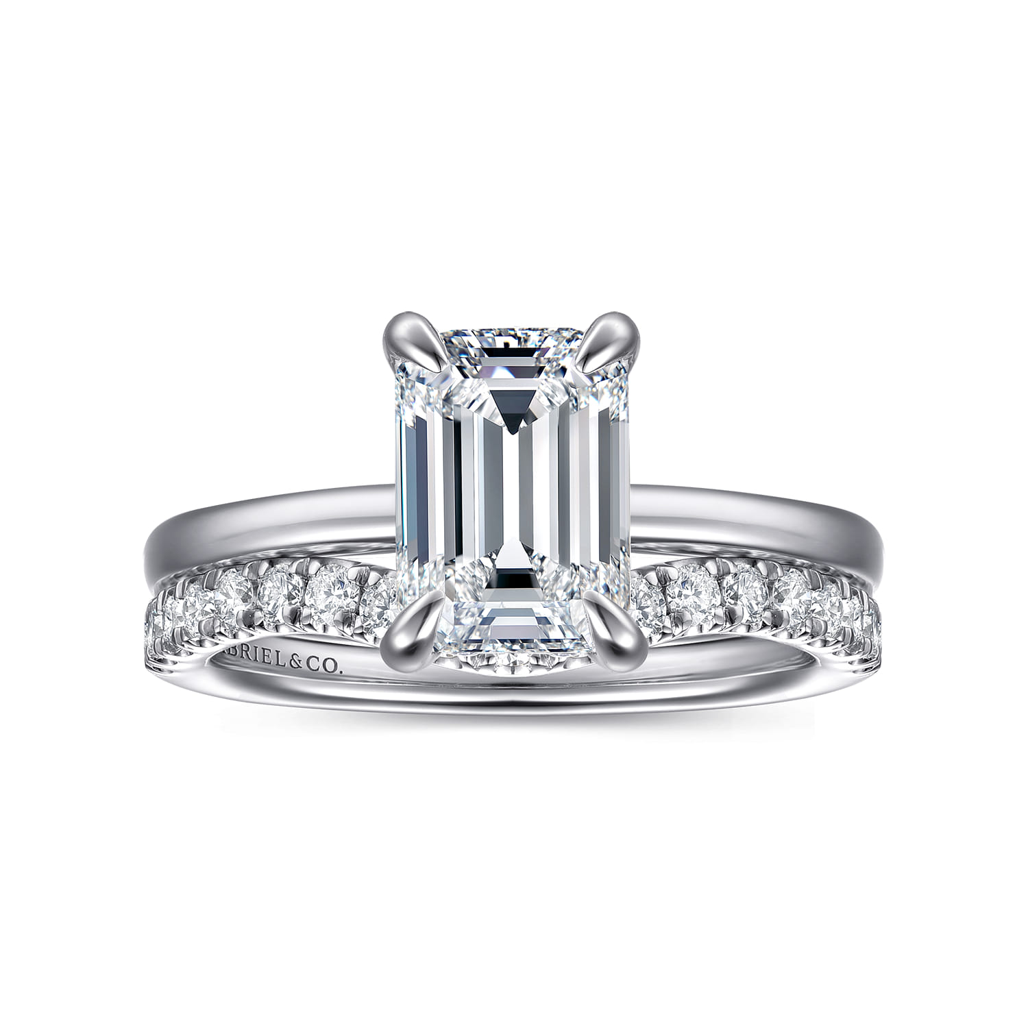 Austria - 14K White Gold Emerald Cut Diamond Engagement Ring - 0.08 ct - Shot 4