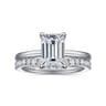 Austria - 14K White Gold Emerald Cut Diamond Engagement Ring - 0.08 ct
