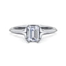 Ellis - 14K White Gold Emerald Cut Diamond Engagement Ring