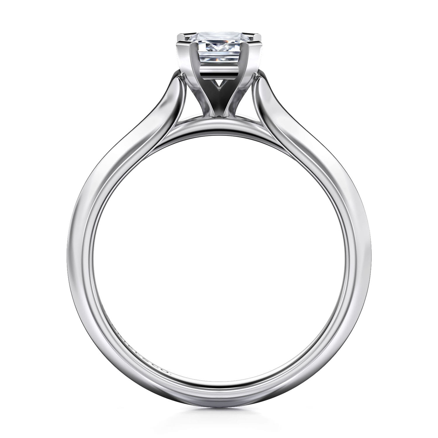 Ellis - 14K White Gold Emerald Cut Diamond Engagement Ring - Shot 2