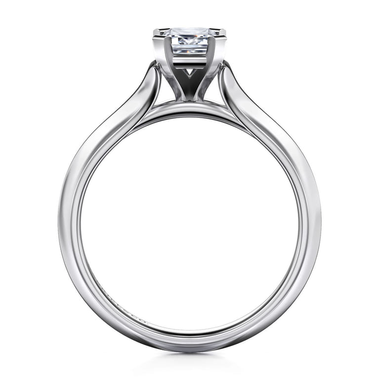 Ellis - 14K White Gold Emerald Cut Diamond Engagement Ring - Shot 2