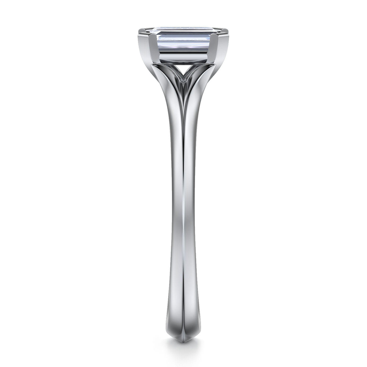 Ellis - 14K White Gold Emerald Cut Diamond Engagement Ring - Shot 5