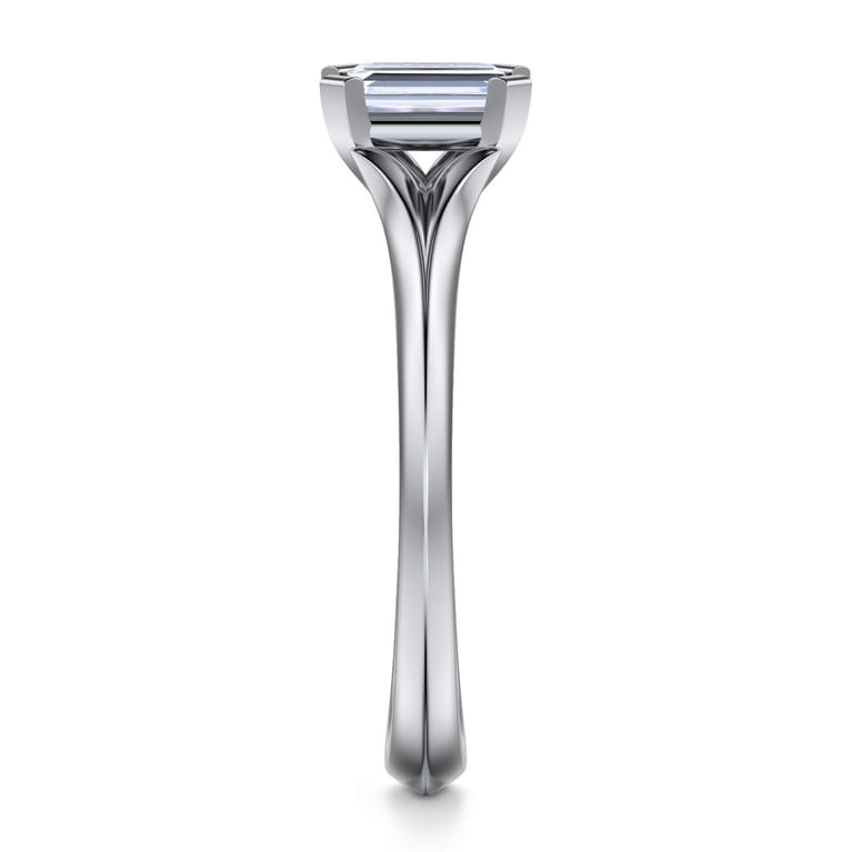 Ellis - 14K White Gold Emerald Cut Diamond Engagement Ring - Shot 5