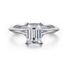 Ellis - 14K White Gold Emerald Cut Diamond Engagement Ring