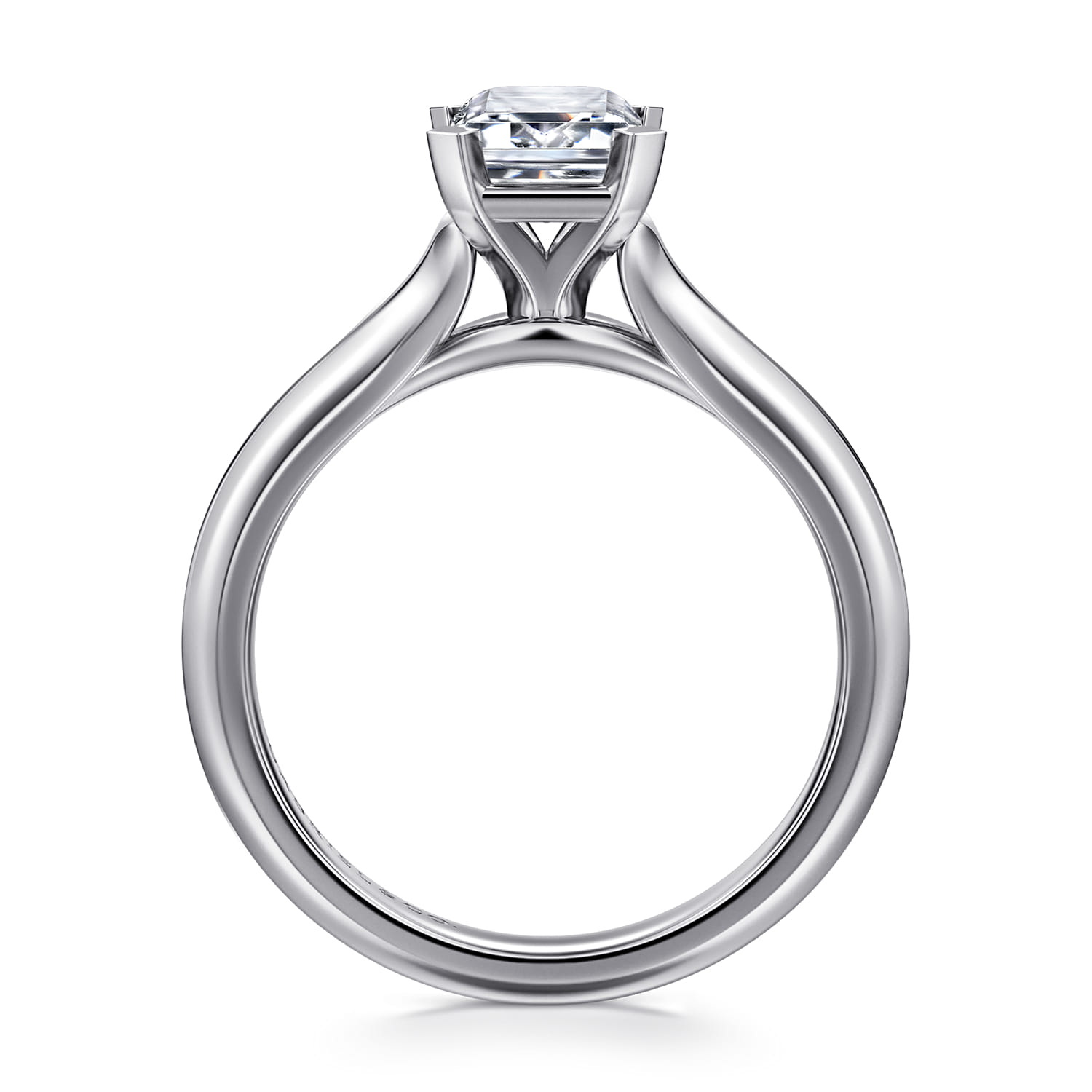 Ellis - 14K White Gold Emerald Cut Diamond Engagement Ring - Shot 2