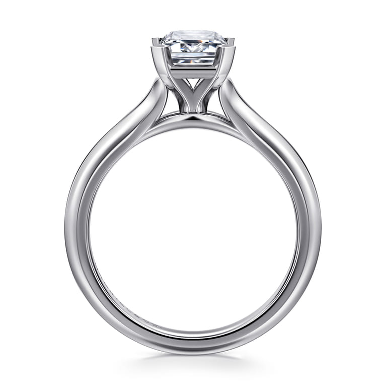 Ellis - 14K White Gold Emerald Cut Diamond Engagement Ring - Shot 2