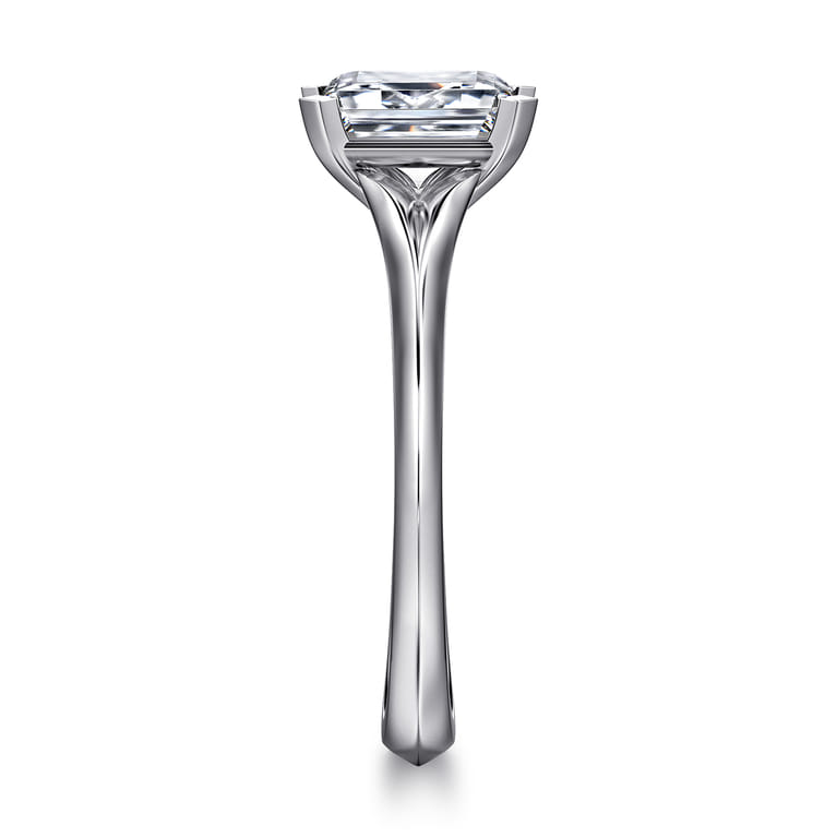 Ellis - 14K White Gold Emerald Cut Diamond Engagement Ring - Shot 4