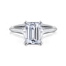Ellis - 14K White Gold Emerald Cut Diamond Engagement Ring