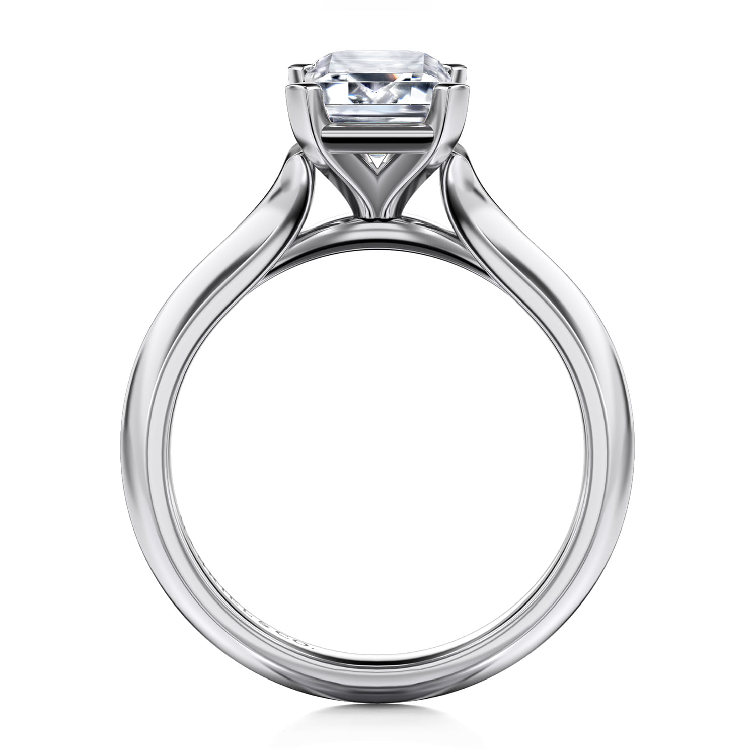 Ellis - 14K White Gold Emerald Cut Diamond Engagement Ring - Shot 2