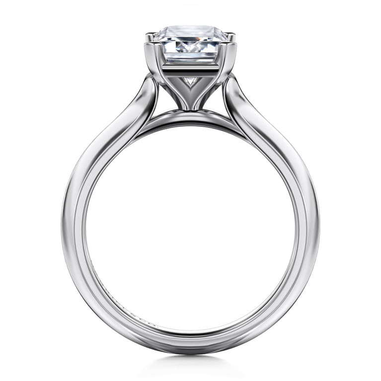 Ellis - 14K White Gold Emerald Cut Diamond Engagement Ring - Shot 2