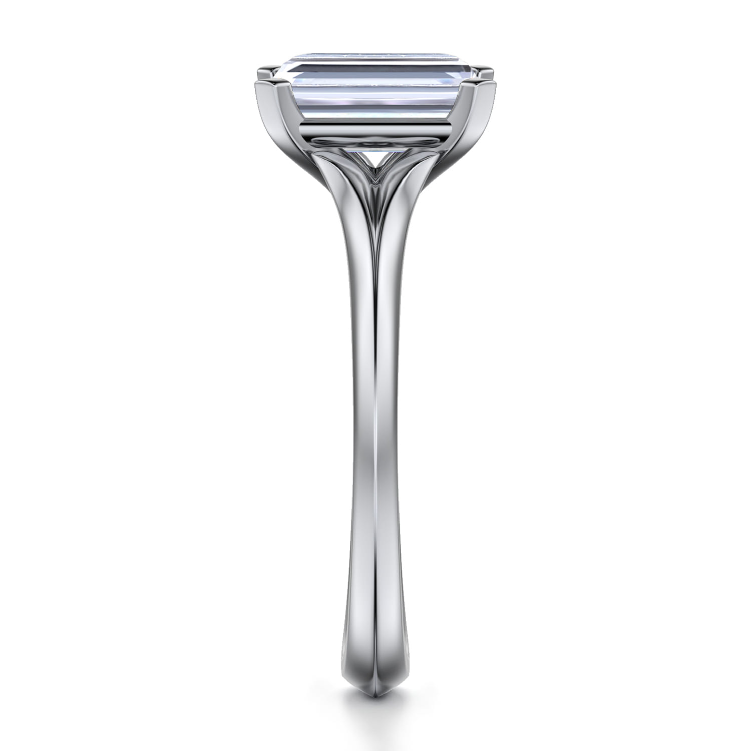 Ellis - 14K White Gold Emerald Cut Diamond Engagement Ring - Shot 5