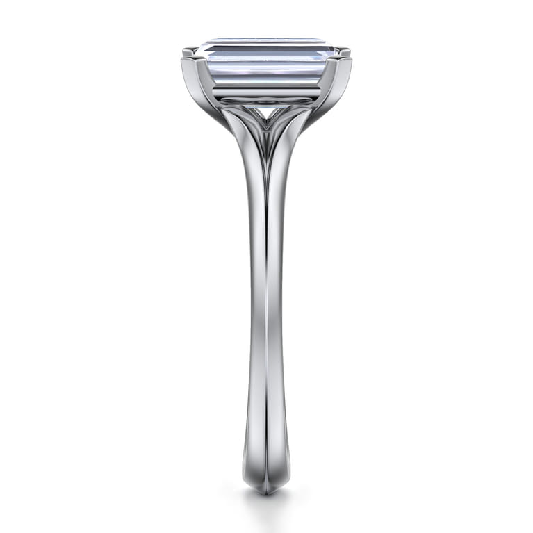 Ellis - 14K White Gold Emerald Cut Diamond Engagement Ring - Shot 5