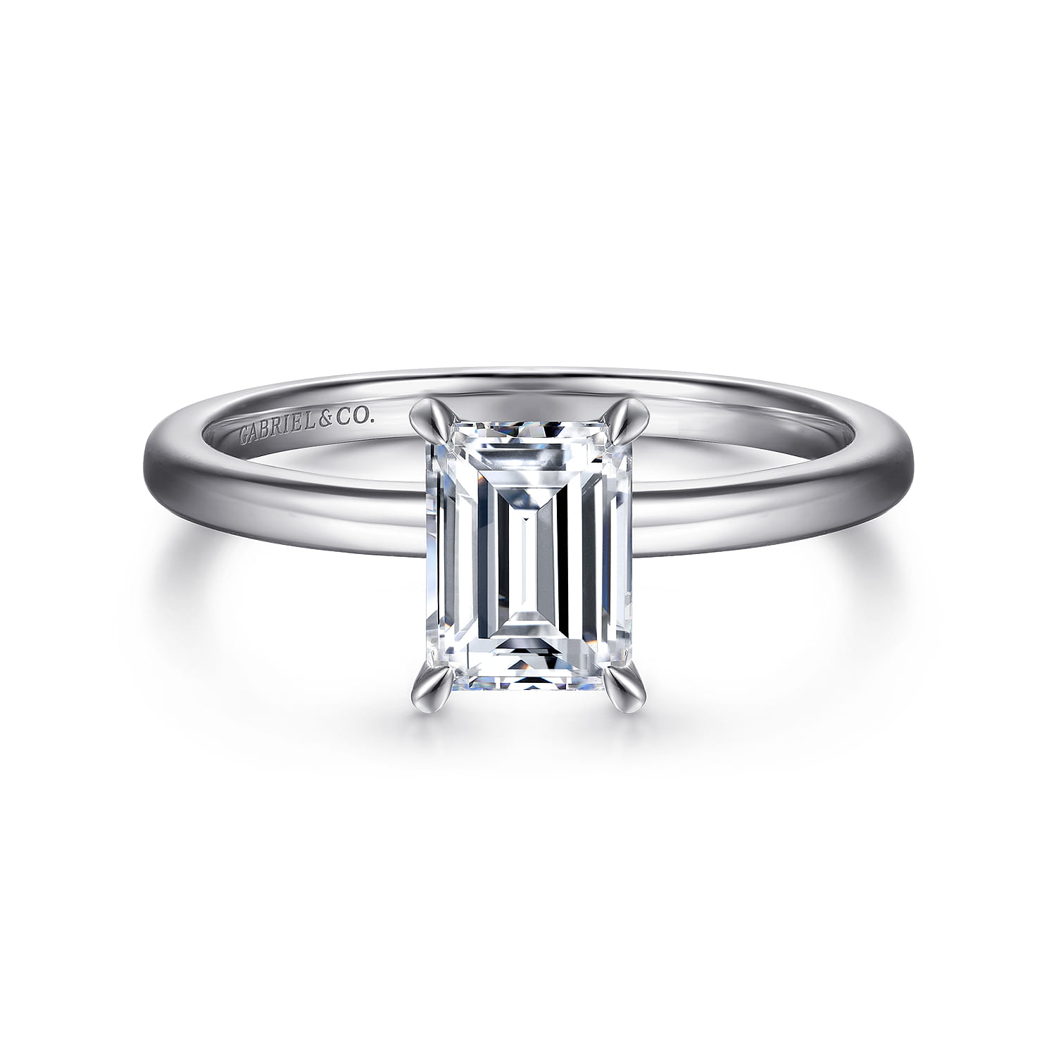 Ali - 14K White Gold Emerald Cut Diamond Engagement Ring - Shot 1