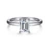 Ali - 14K White Gold Emerald Cut Diamond Engagement Ring
