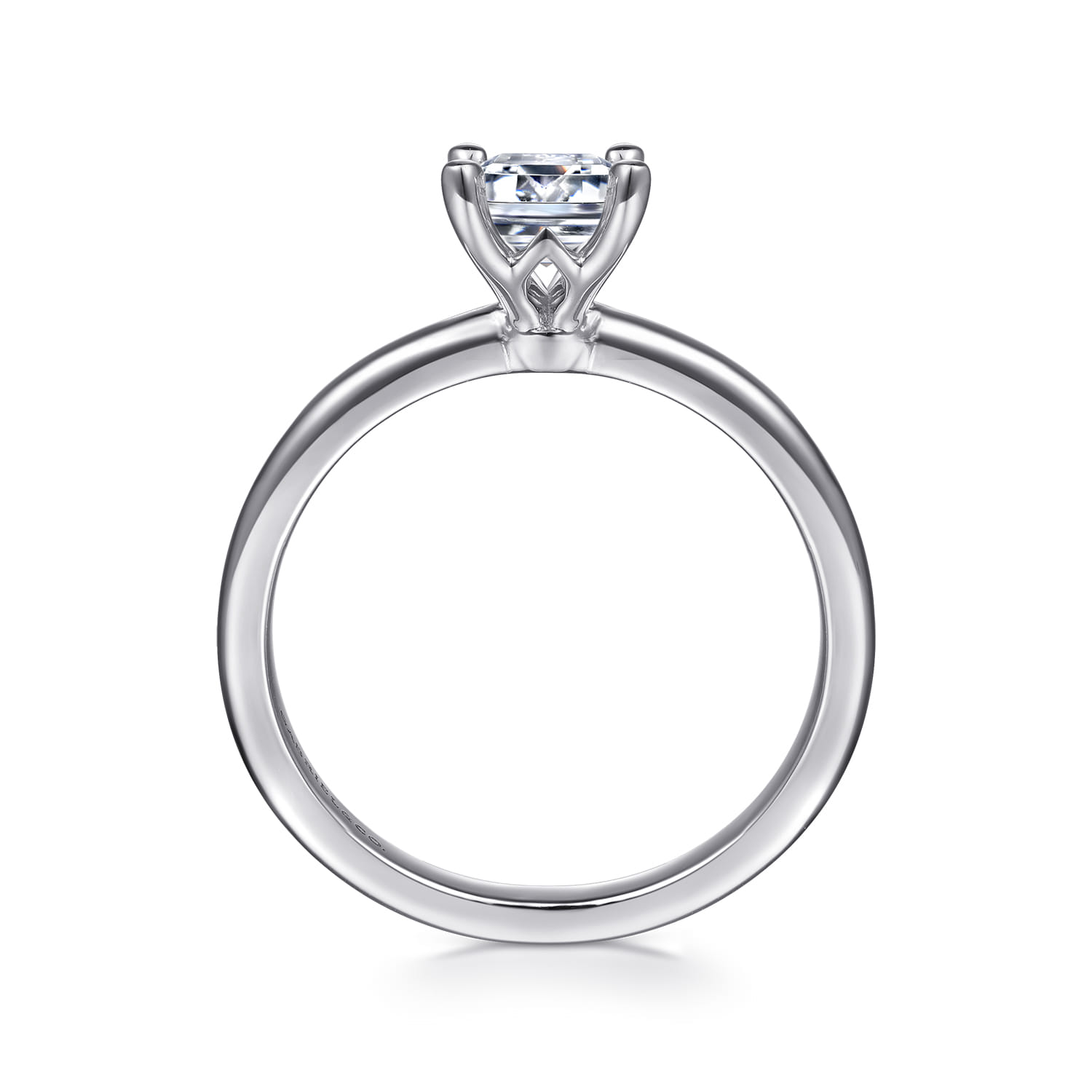 Ali - 14K White Gold Emerald Cut Diamond Engagement Ring - Shot 2