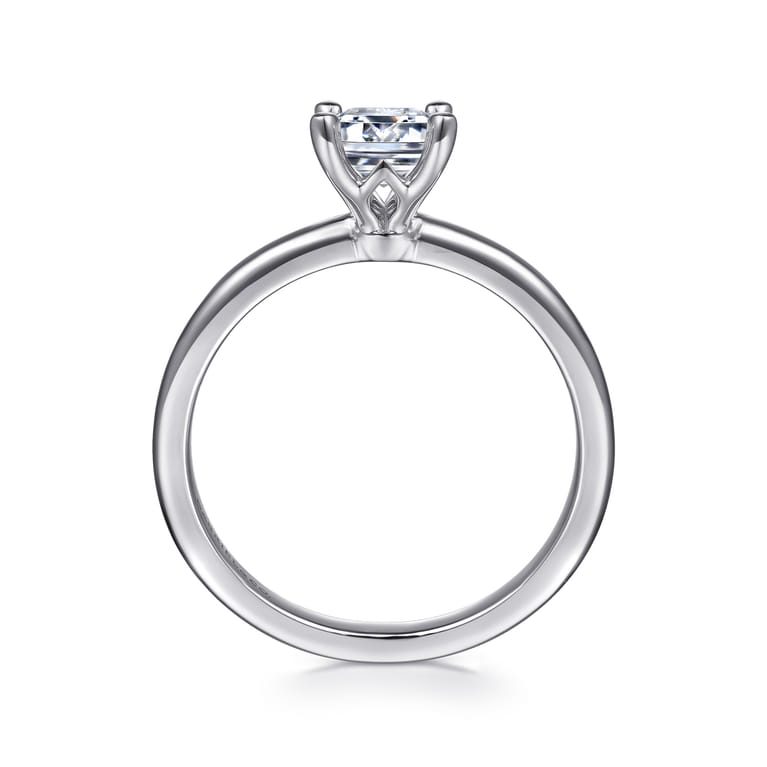 Ali - 14K White Gold Emerald Cut Diamond Engagement Ring - Shot 2