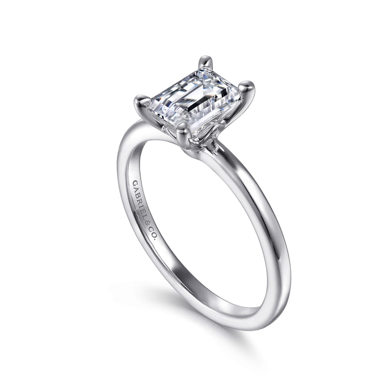 Ali - 14K White Gold Emerald Cut Diamond Engagement Ring - Shot 3