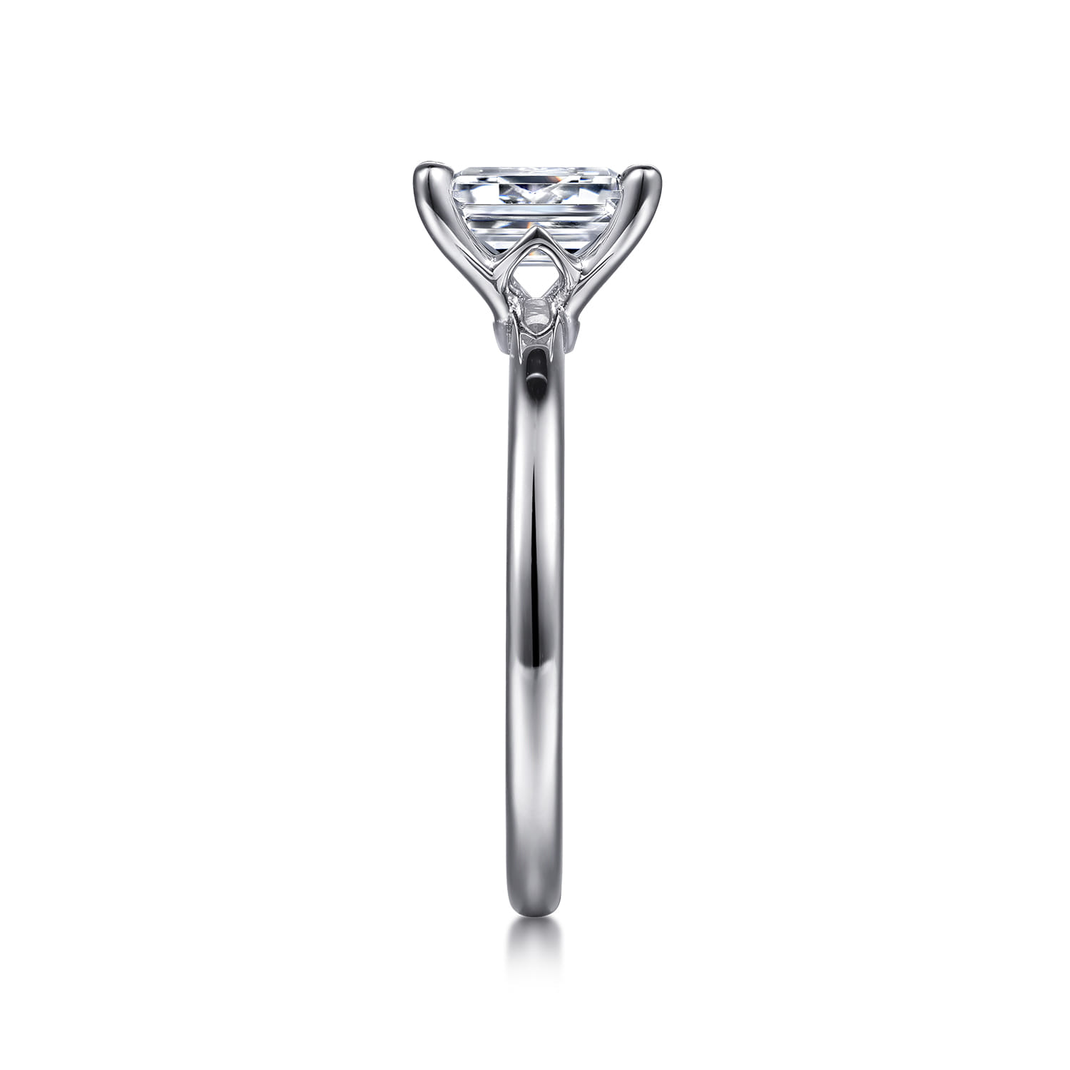 Ali - 14K White Gold Emerald Cut Diamond Engagement Ring - Shot 5