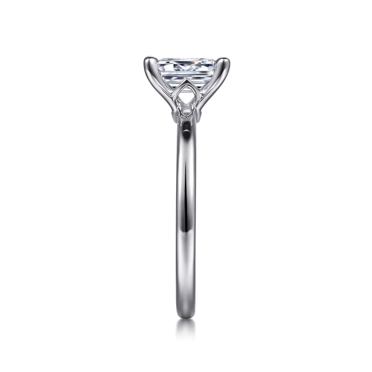 Ali - 14K White Gold Emerald Cut Diamond Engagement Ring - Shot 5