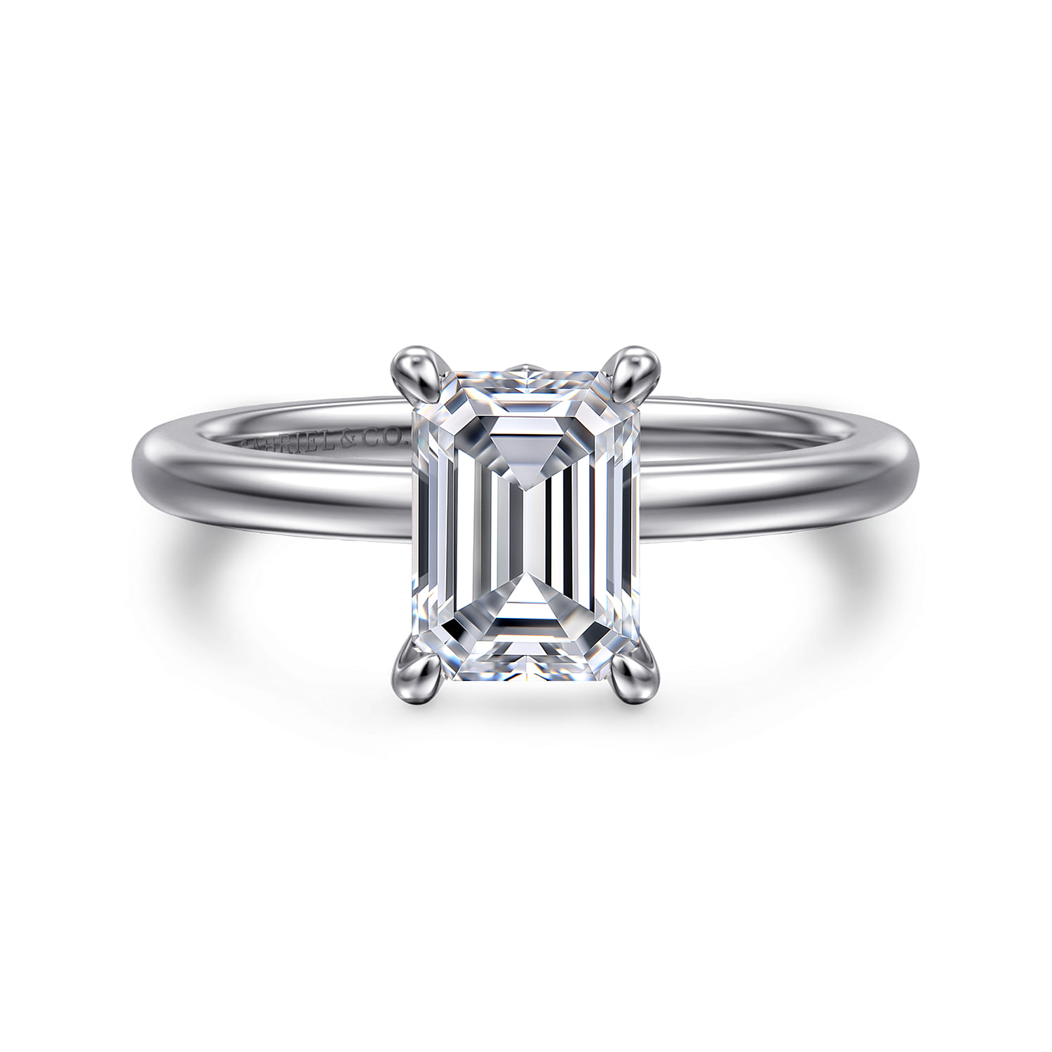 Ali - 14K White Gold Emerald Cut Diamond Engagement Ring - Shot 1