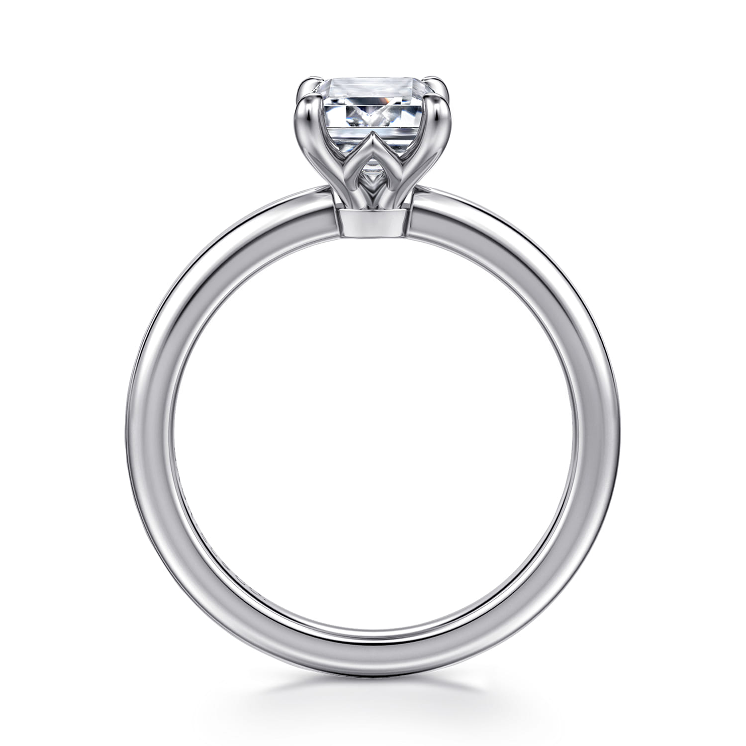 Ali - 14K White Gold Emerald Cut Diamond Engagement Ring - Shot 2