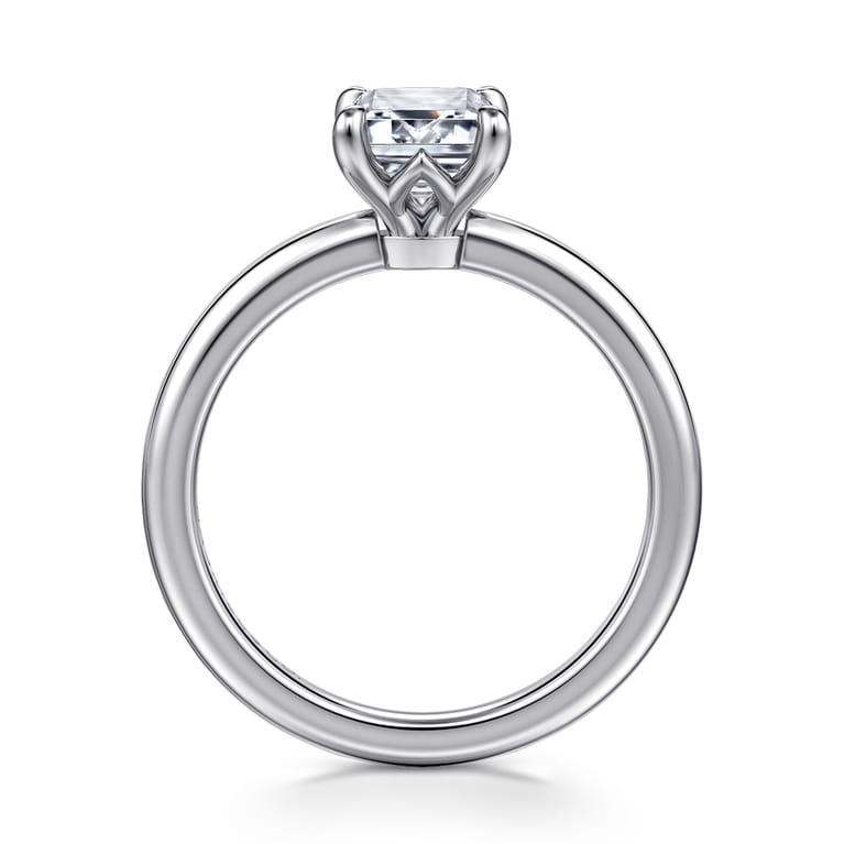 Ali - 14K White Gold Emerald Cut Diamond Engagement Ring - Shot 2