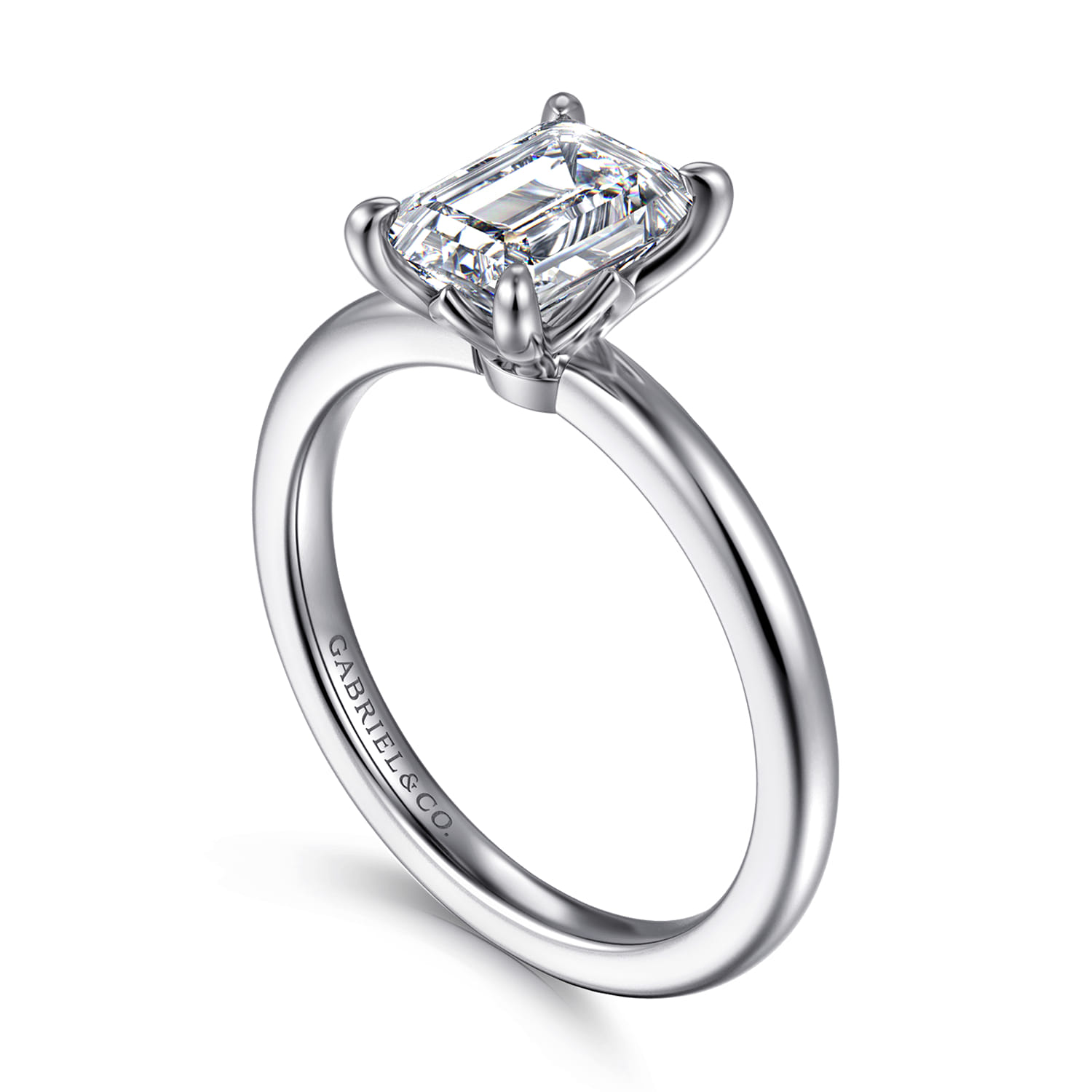 Ali - 14K White Gold Emerald Cut Diamond Engagement Ring - Shot 3